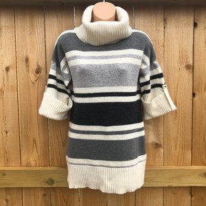 Fenn Wright Manson Striped Turtleneck Sweater Short Sleeve Wool Angora Size M